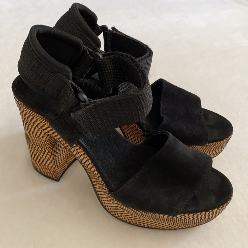 {FP} Free People | Sport Society Suede Sandal Strap Woven Block Heel Platform 9 - Picture 15 of 16
